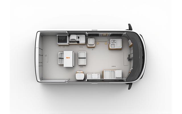 Schéma d'aménagement intérieur modulaire d'un van de bureau