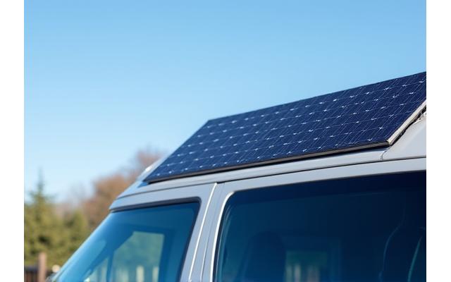 Panneaux solaires installés sur le toit d'un van